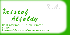 kristof alfoldy business card